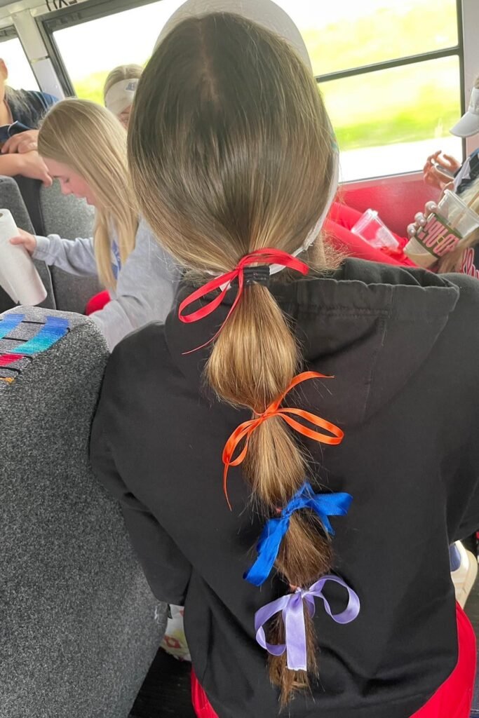 Multi-Colored Bubble Braided Ponytail