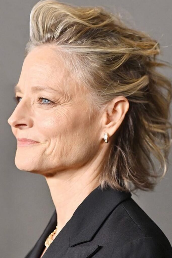 Natural Salt-and-Pepper Wolf Cut with Voluminous Crown