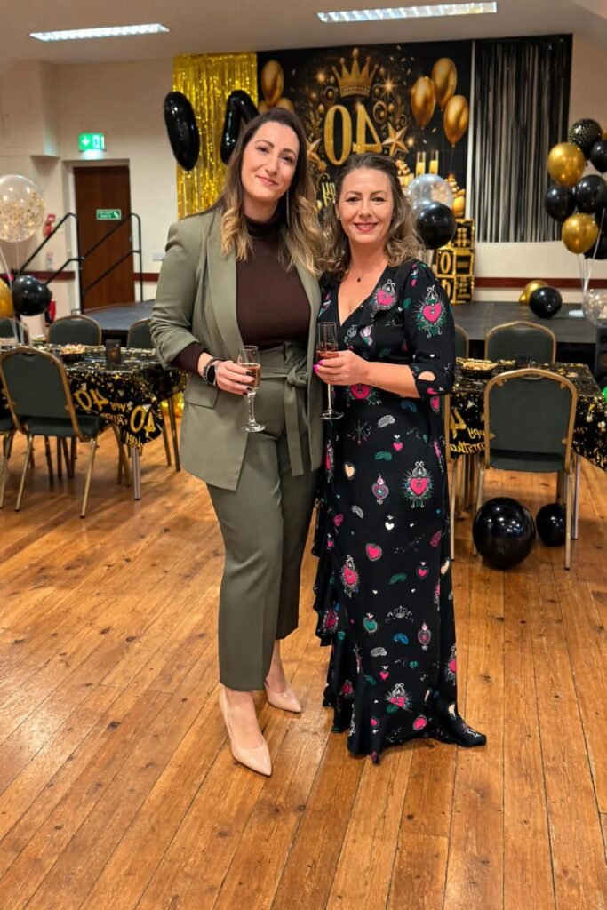 Olive Green Power Suit + Dark Brown Turtleneck + Nude Pointed Heels