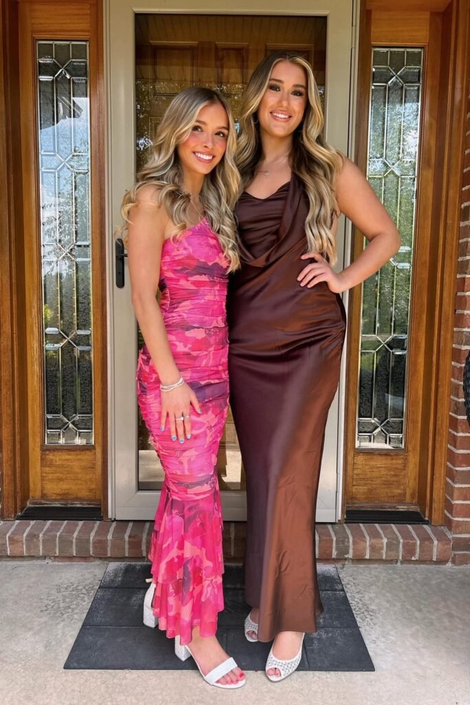 Pink Floral Ruched Halter Dress + White Block Heels