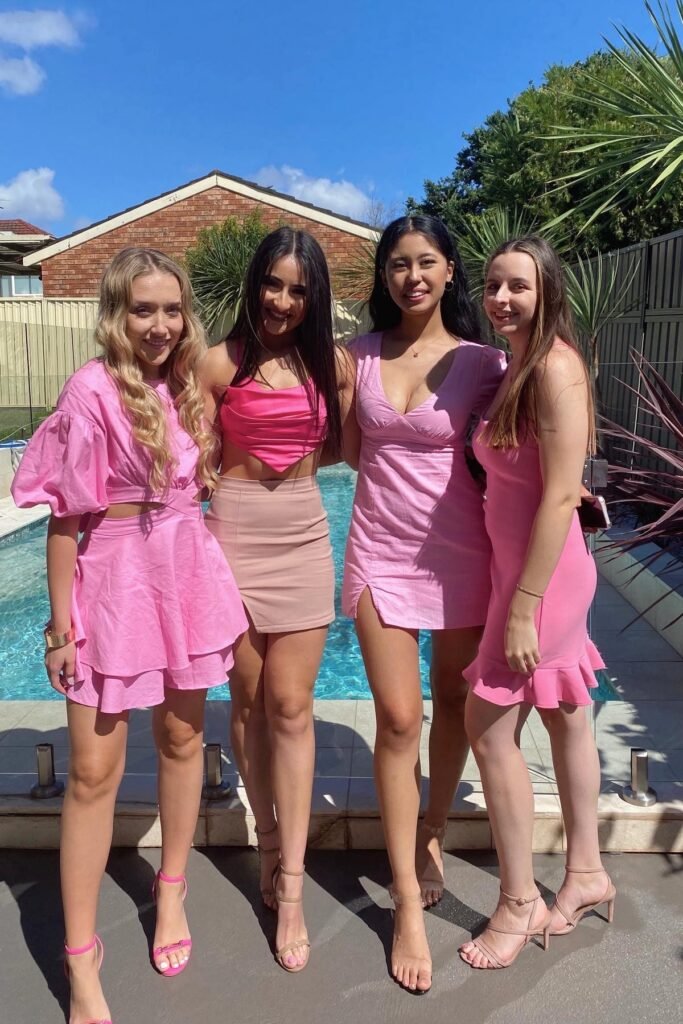 Pink Puff-Sleeve Cut-Out Mini Dress + Bright Pink Heeled Sandals