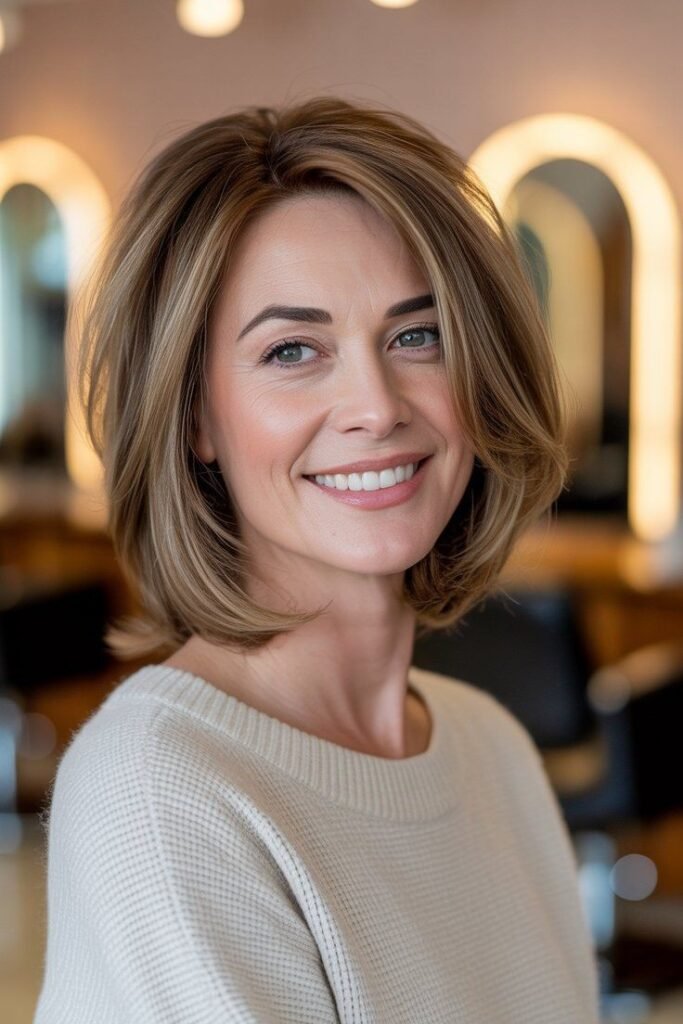 Polished Bronde Bob with Subtle Side Part
