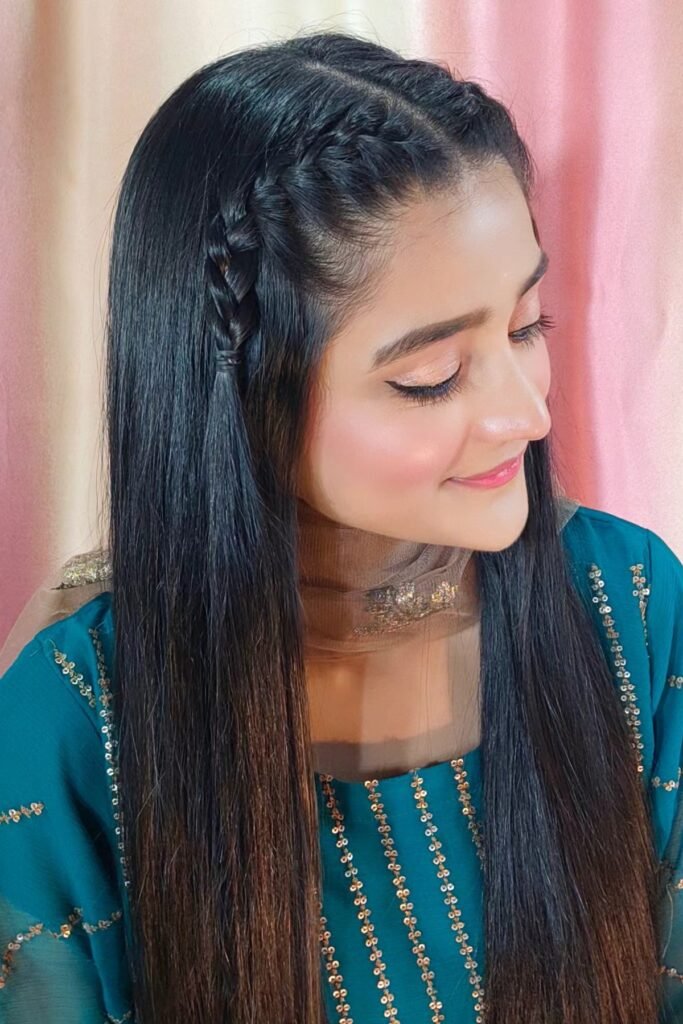 Polished Half-Up Braided Style with Straight Ends