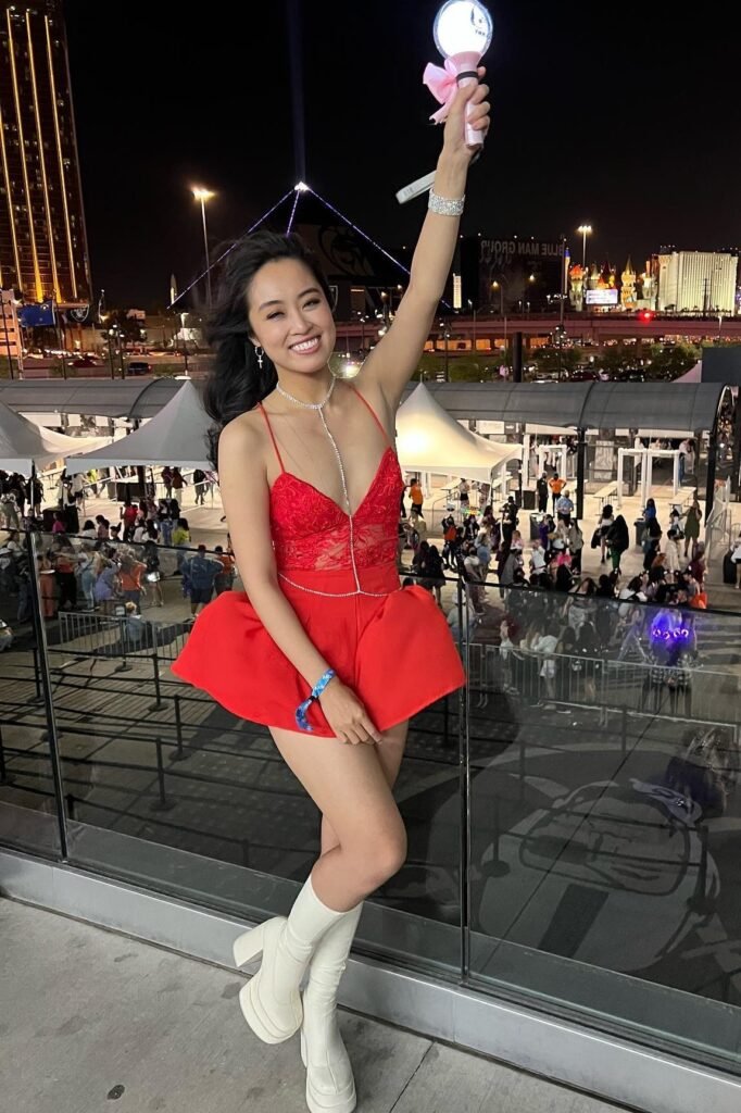 Red Lace Bodysuit + Red Structural Mini Skirt + White Platform Boots