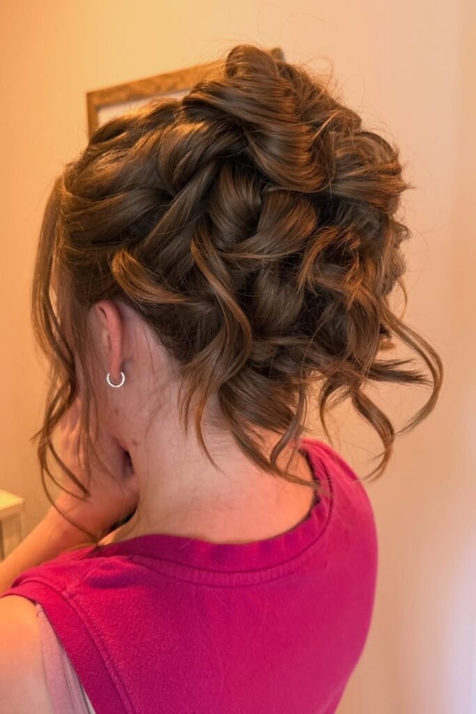 Romantic Messy Updo with Textured Loops and Tendrils