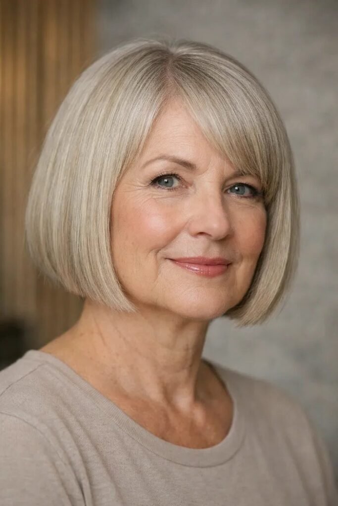 Rounded Chin-Length Bob with Soft Fringe
