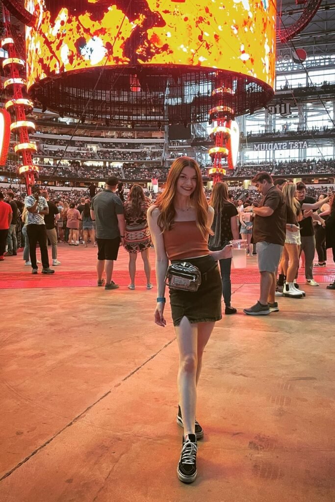 Rust Orange Square-Neck Crop Top + Black Mini Skirt + Black High-Top Sneakers