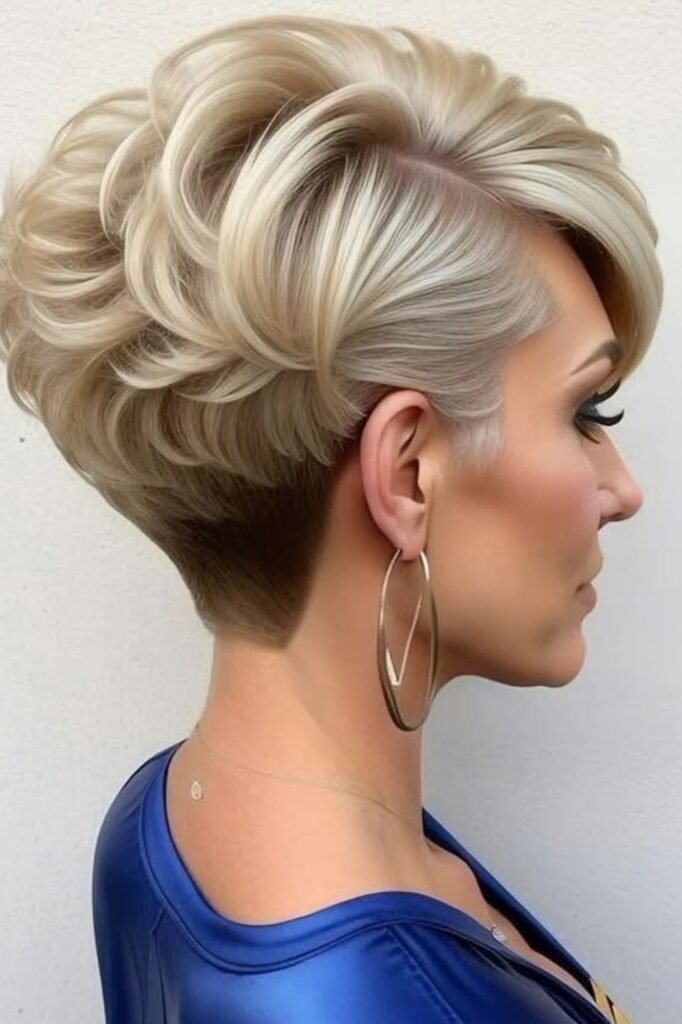 Sculpted Blonde Updo with Tapered Sides