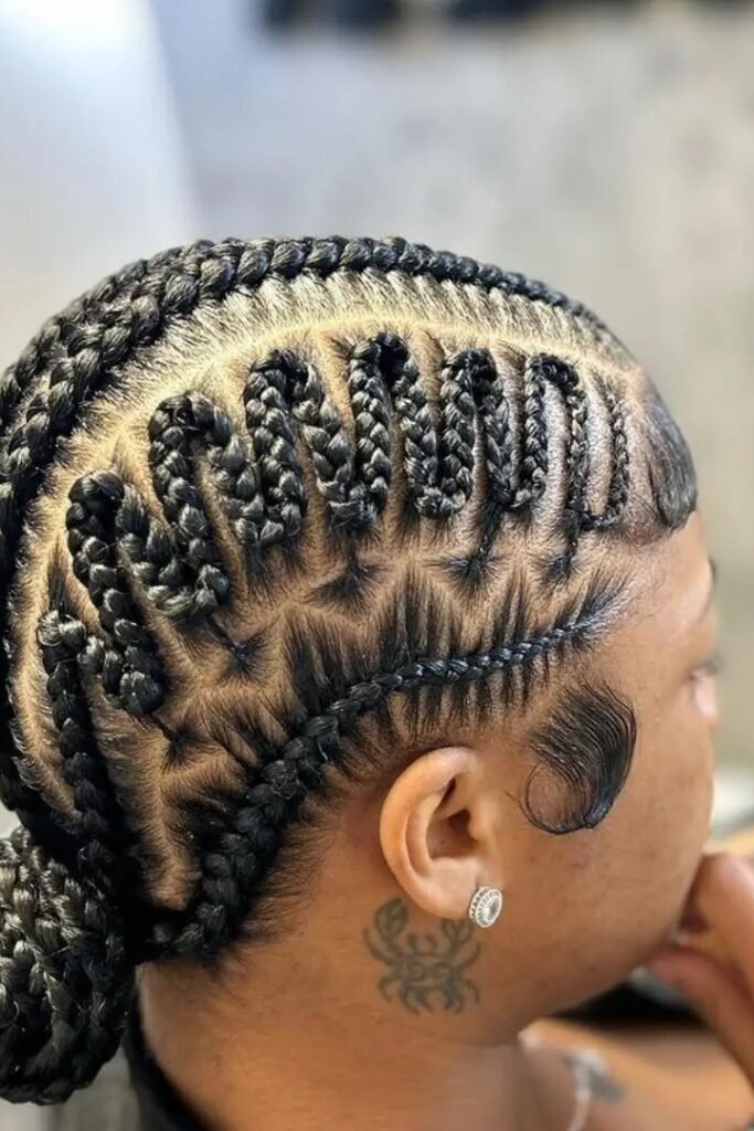 Serpentine Snake-Pattern Stitch Braids into a Braided Bun