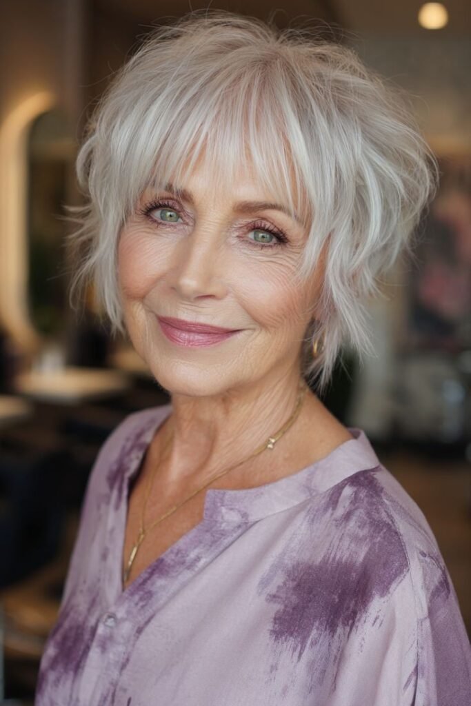 Shaggy Textured Bob with Wispy Curtain Bangs