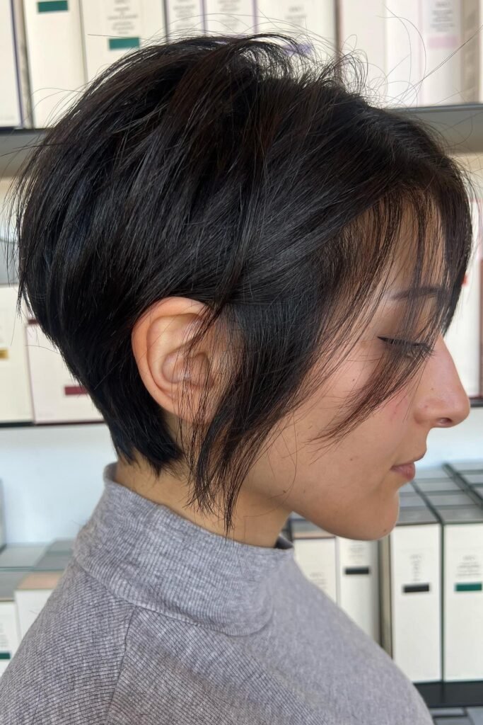 Short Asymmetrical Pixie with Pointed Sideburns