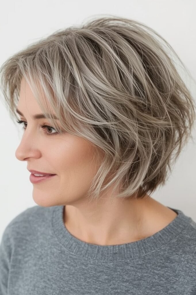 Short Choppy Layers with Ash Blonde Highlights
