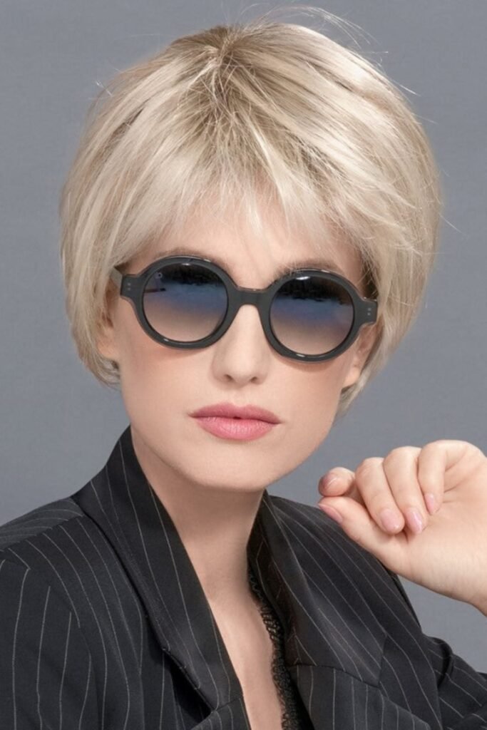 Short Platinum Blonde Pixie with Textured Layers