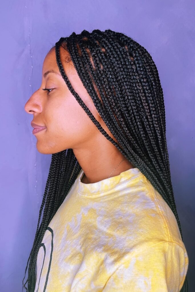 Side-Swept Micro Braids with Seamless Hairline Integration