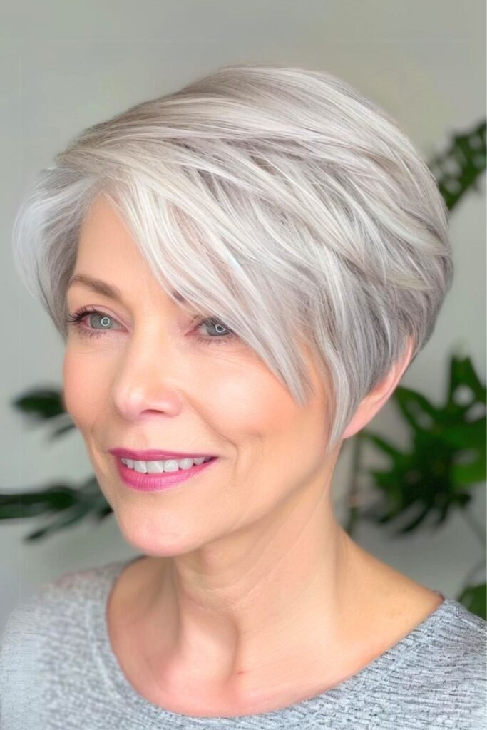 Sleek Asymmetrical Bob with Long Side-Swept Bangs