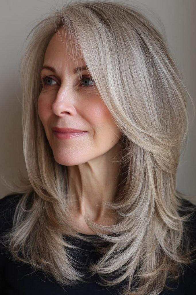 Sleek Feathered Cut with Inward-Curled Ends