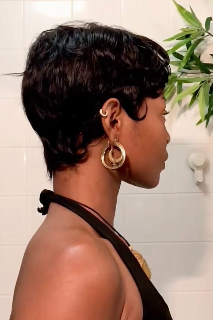 Sleek Finger Wave Pixie with Sculpted Edges