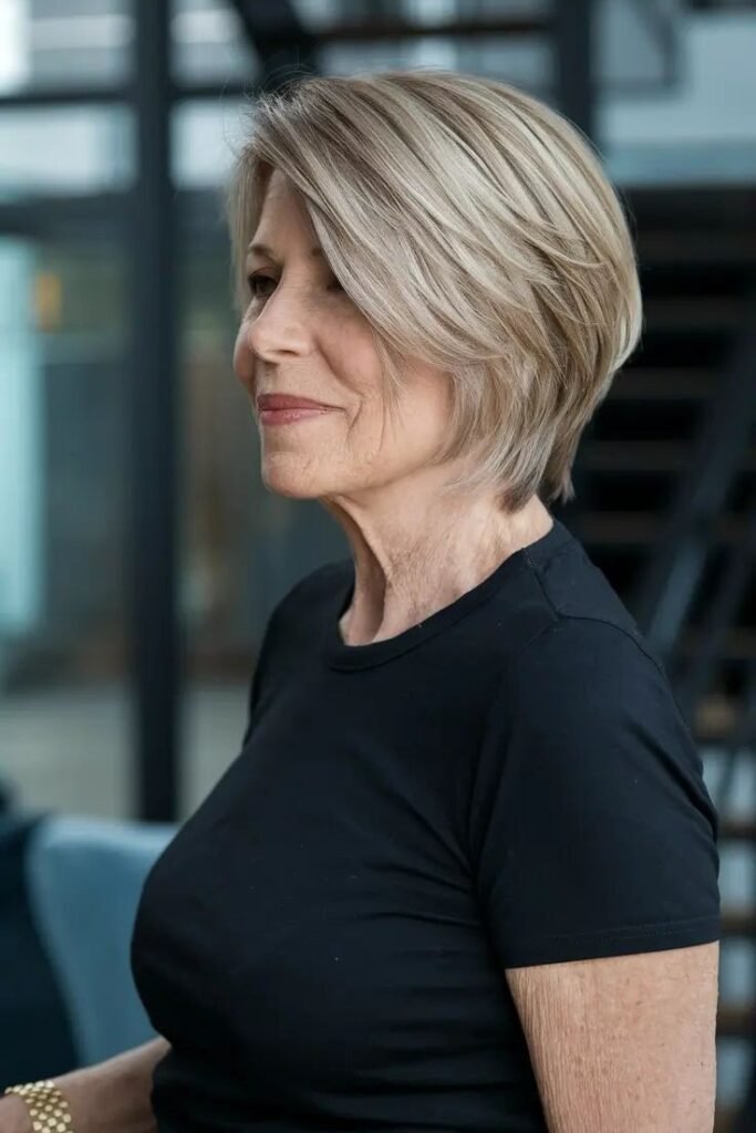 Sleek Graduated Bob with Deep Side Part