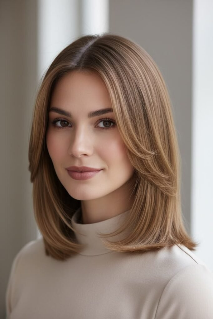 Sleek Shoulder-Length Lob with Subtle Face-Framing Layers