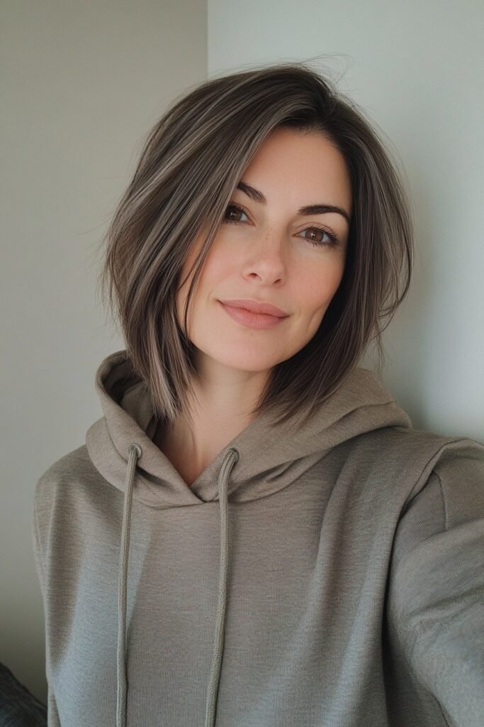 Sleek Straight Lob with Subtle Face-Framing Layers