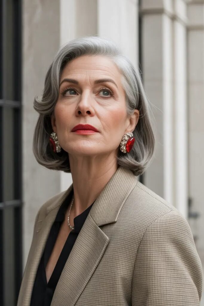 Sleek Vintage-Inspired Bob with Sculpted Side Flip