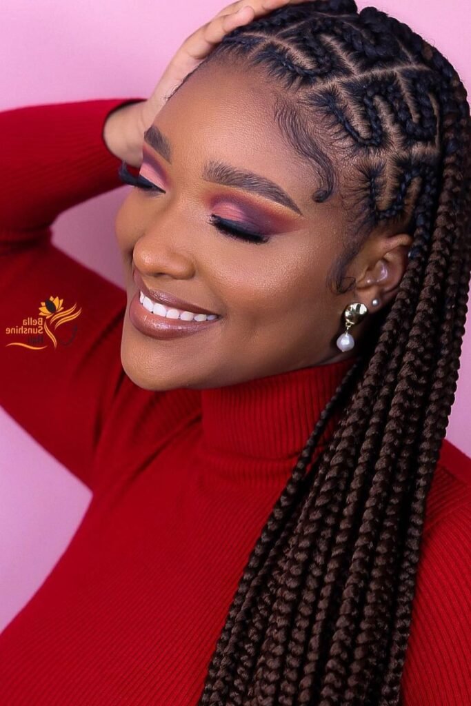 Snake-Pattern Stitch Braids with Warm Toned Extensions