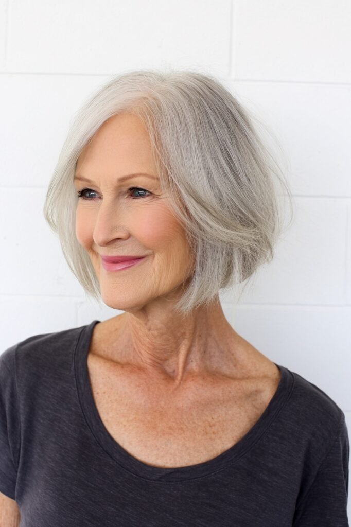 Soft Layered Bob with Wispy Side-Swept Fringe