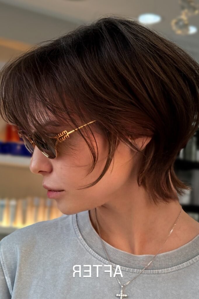 Soft Mullet-Style Pixie with Layered Nape Length