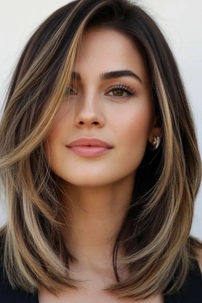 Soft Shoulder-Length Layers with Face-Framing Balayage