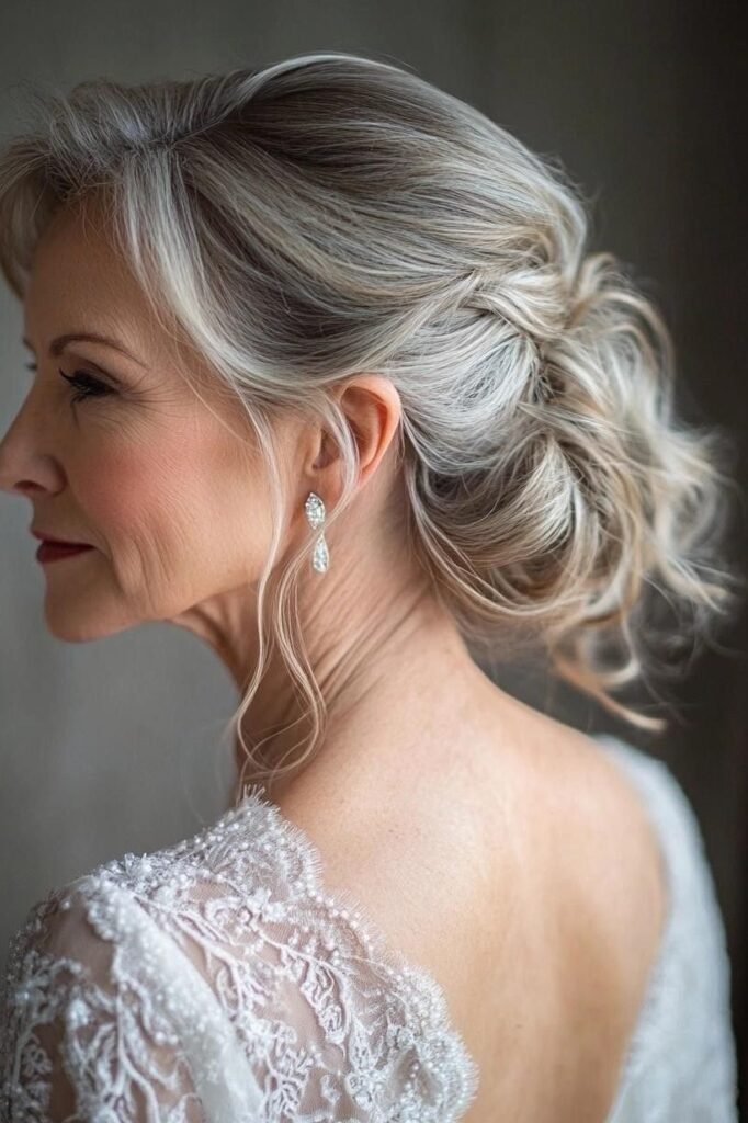 Soft Textured Low Bun with Wispy Tendrils