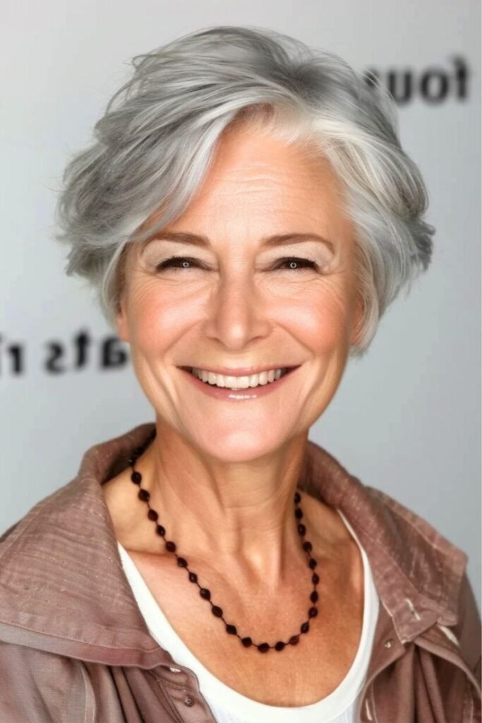 Soft Wavy Pixie with Side-Swept Volume