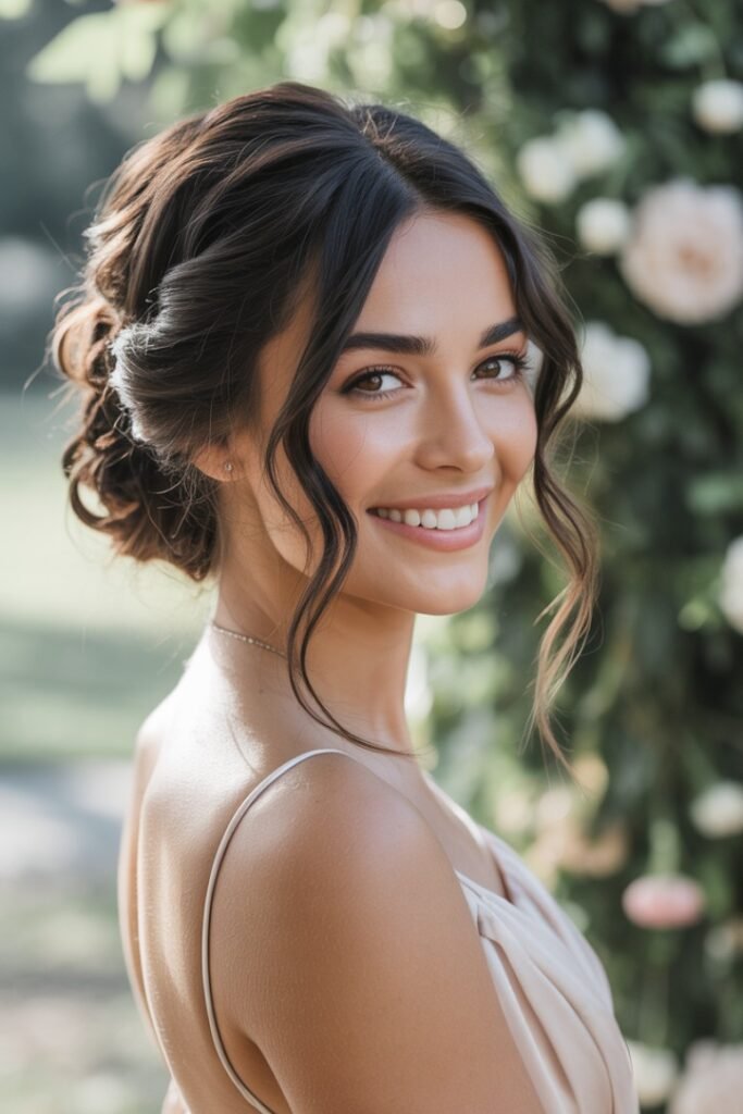Sophisticated Low Chignon with Elegant Face-Framing Pieces
