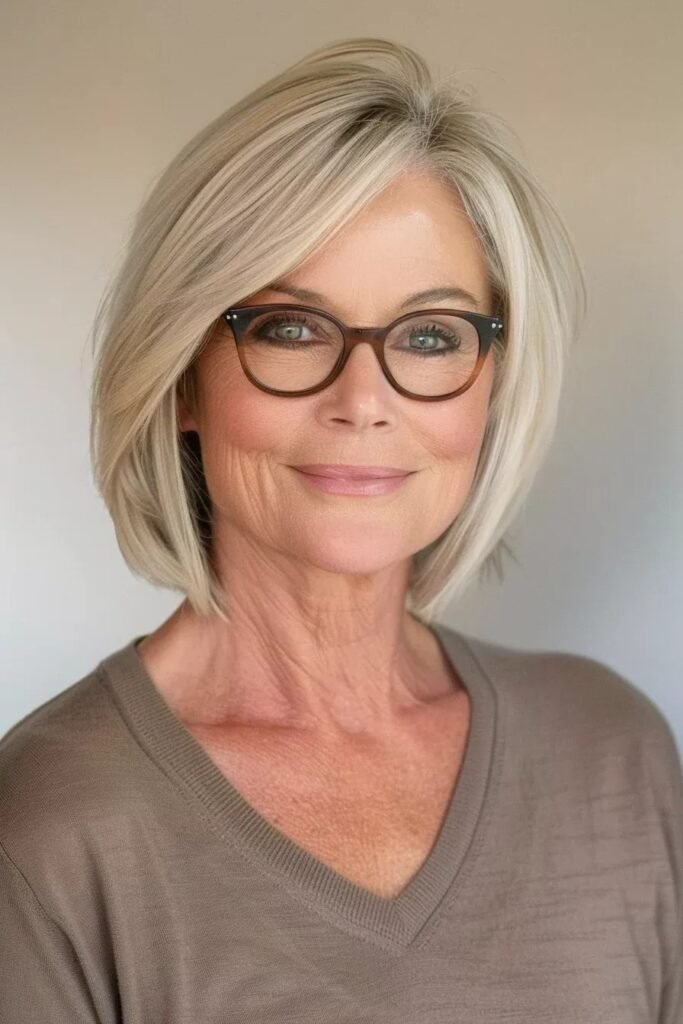 Sophisticated Smooth Bob with Subtle Face-Framing Layers