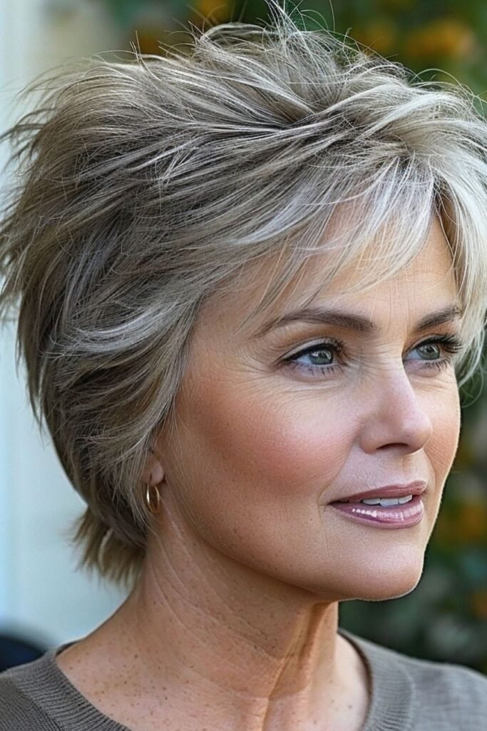 Spiky Ash Blonde Pixie with Tapered Nape