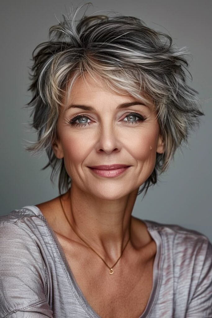 Spiky Textured Pixie Bob with Contrast Highlights