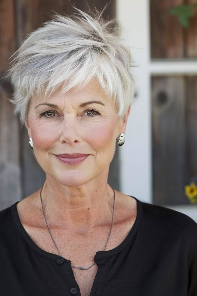 Spiky White Pixie with Layered Texture