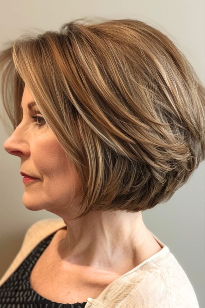 Stacked Honey Blonde Bob with Sun-Kissed Highlights