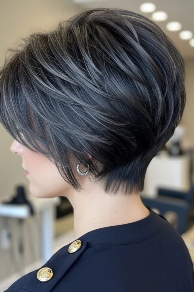 Stacked Salt-and-Pepper Bob with Wispy Layers