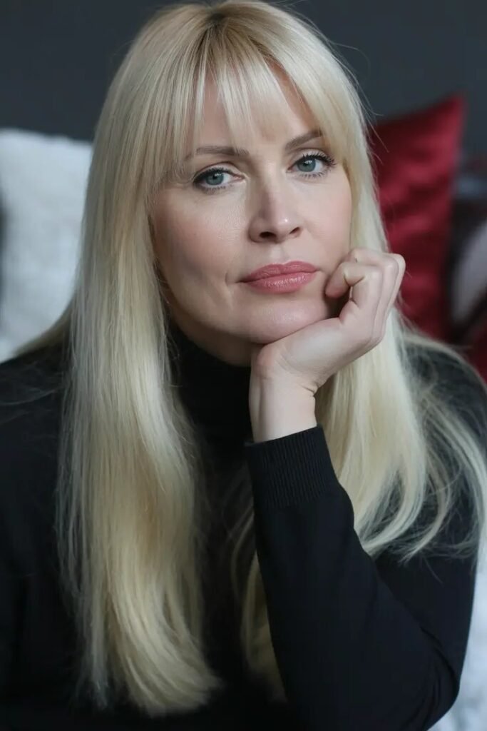 Straight Blonde Hair with Wispy Fringe