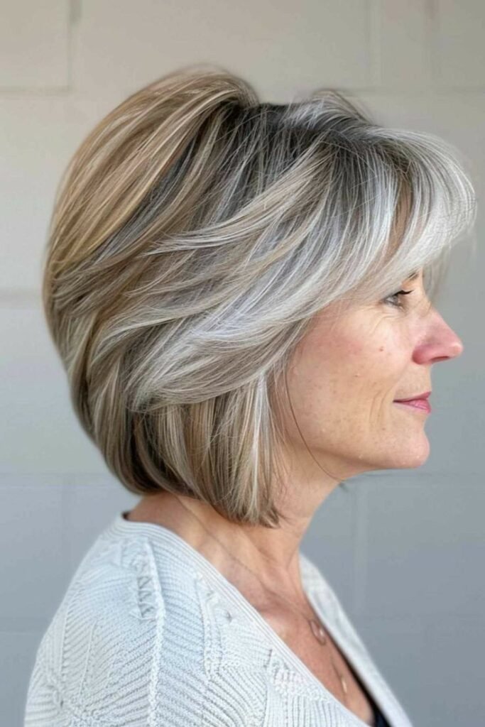 Structured Stacked Bob with Side-Swept Bangs