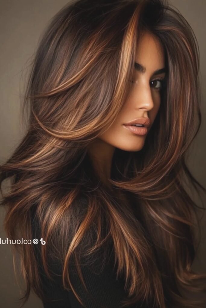 Sun-Kissed Caramel Balayage with Long Cascading Layers