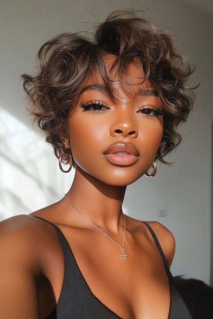 Sun-Kissed Curly Bob with Voluminous Layers