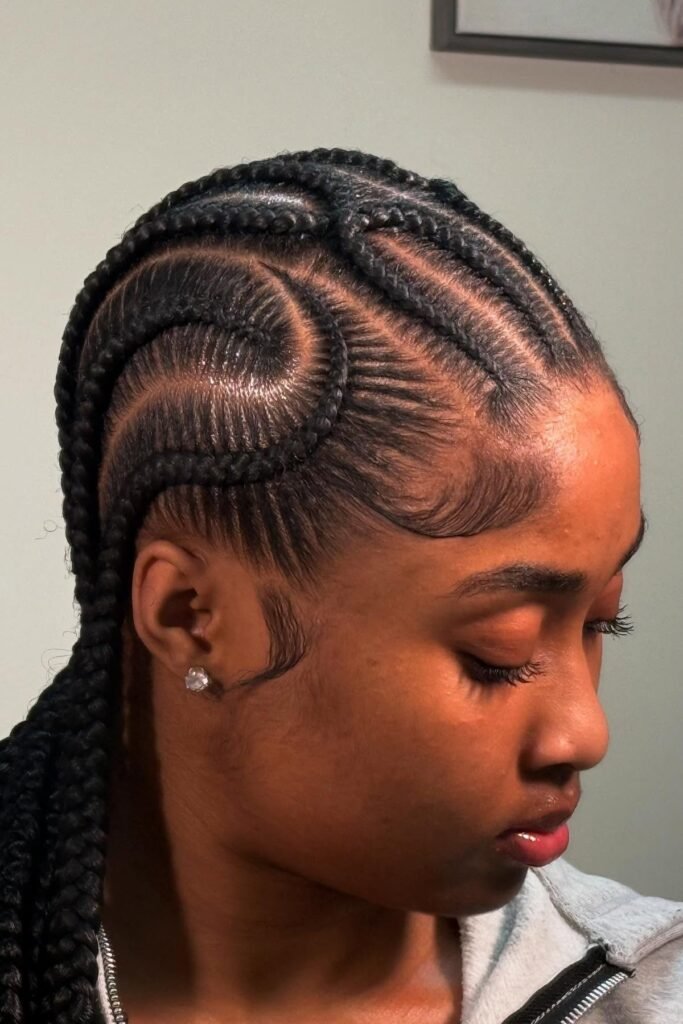 Swirl Pattern Stitch Braids with Sleek Tapered Edges