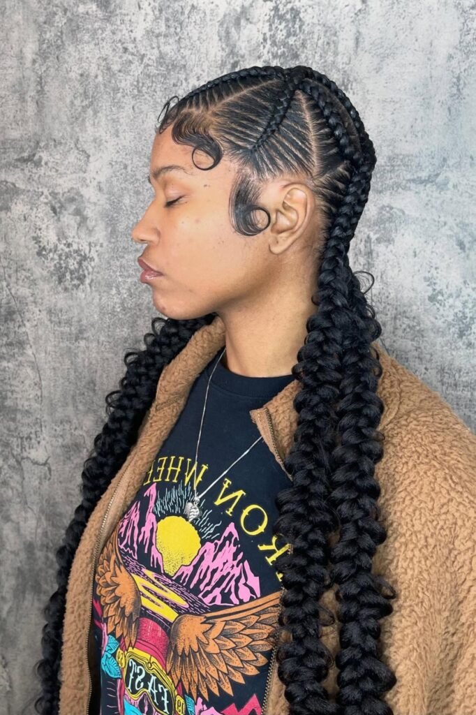 Symmetrical Stitch Braids with Voluminous Low Extensions