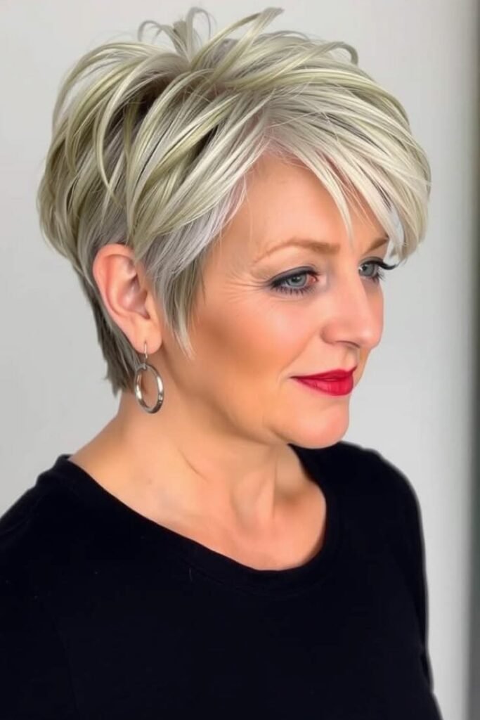 Tapered Blonde Pixie with Voluminous Spiky Layers