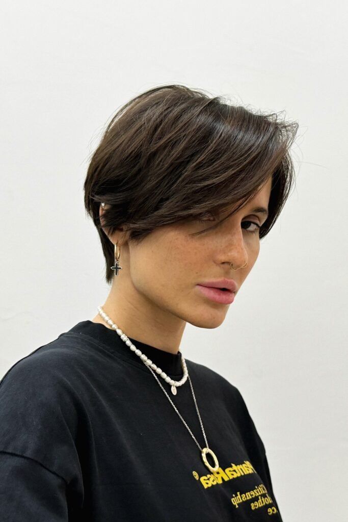 Tapered Boy Cut with Side-Swept Fringe