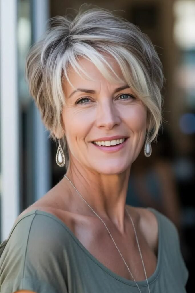 Tapered Pixie Cut with High-Contrast Highlights