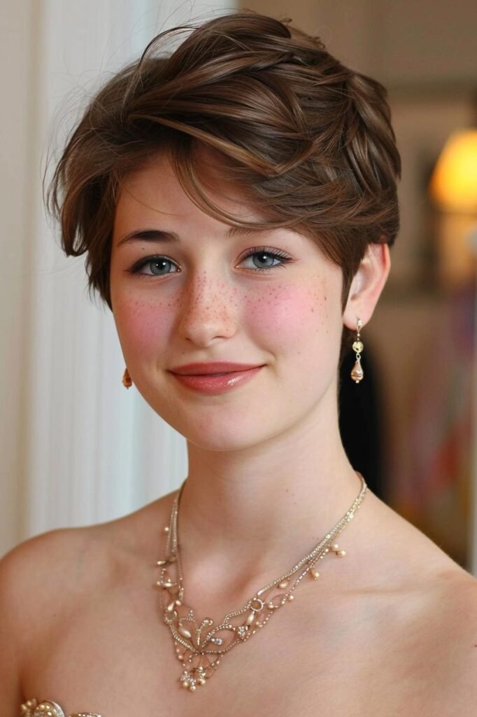 Tapered Pixie Cut with Layered Side-Swept Fringe