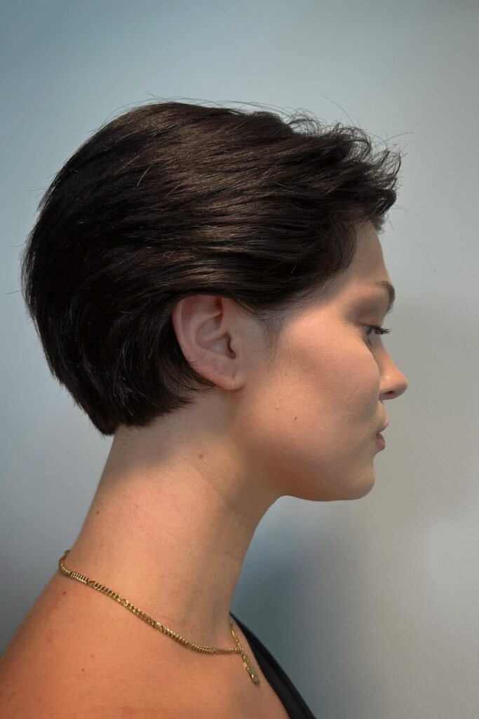 Tapered Short Bob with Tucked Ear Detail