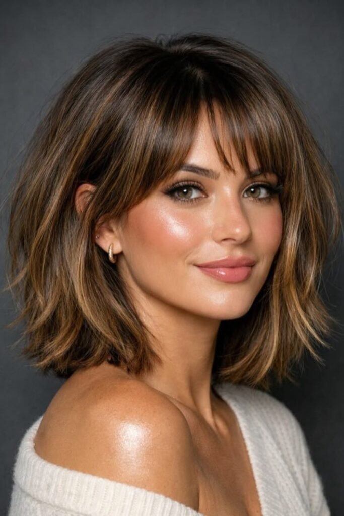 Textured Bob with Curtain Bangs